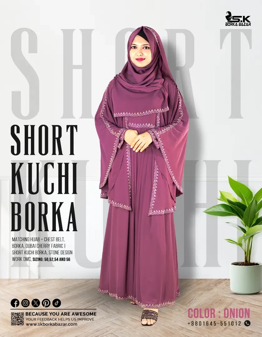 New Short Kuchi Borka Collection Onion Colour