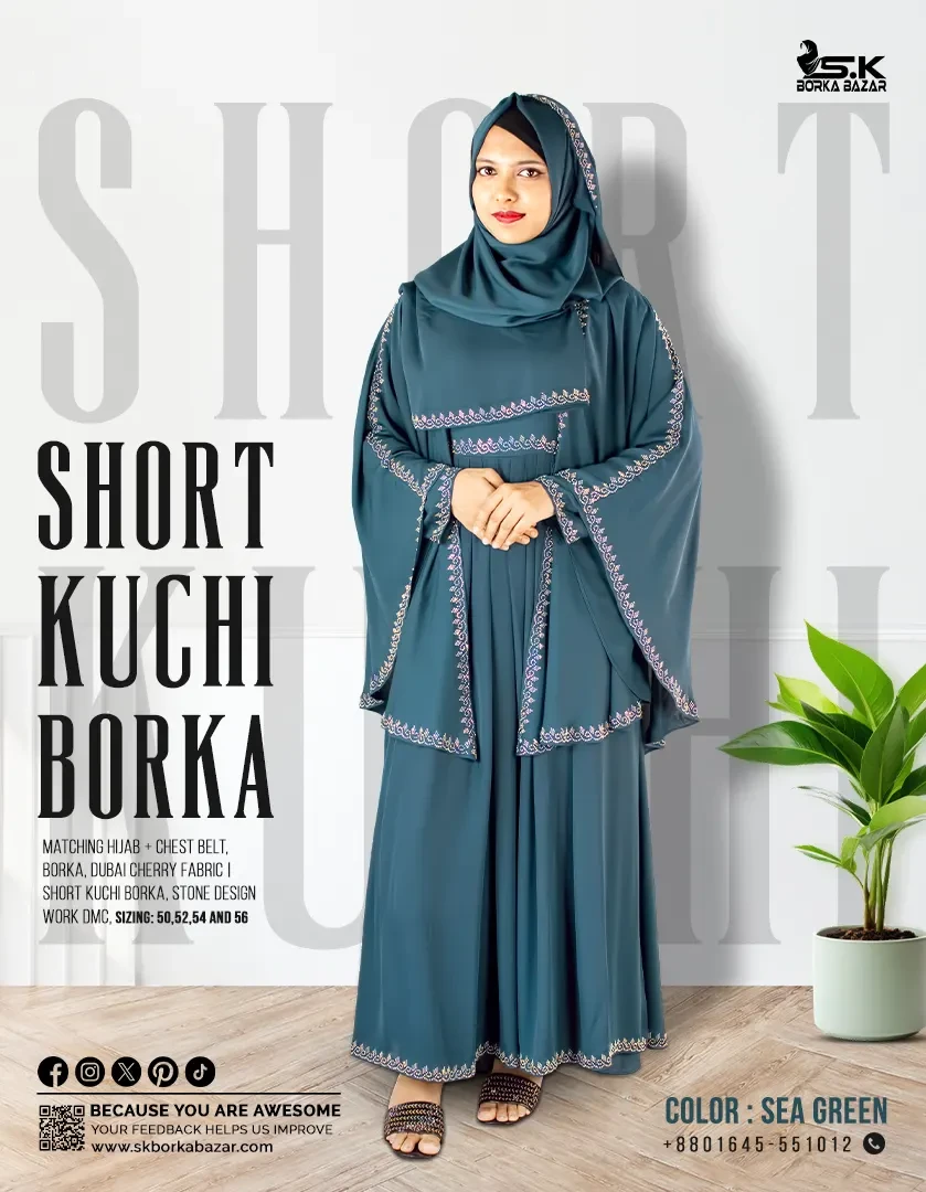 New Short Kuchi Borka Collection Sea Green Colour