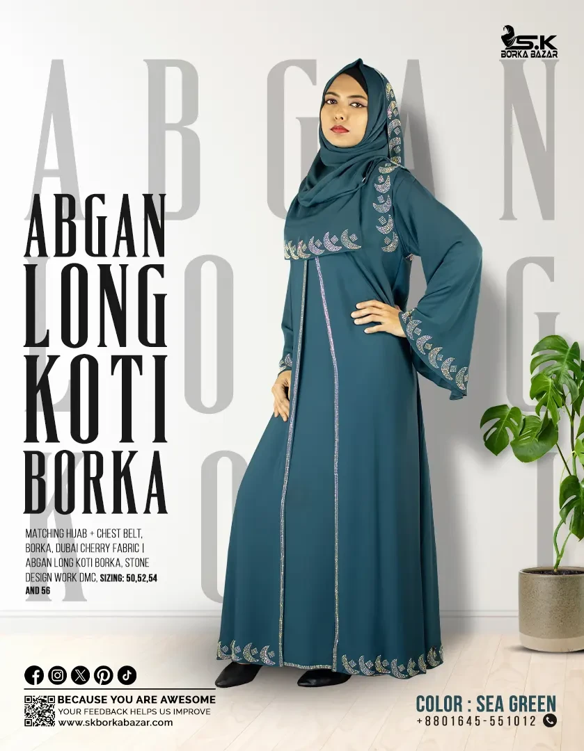 New Abgan Long Koti Borka Collection Sea Green Colour